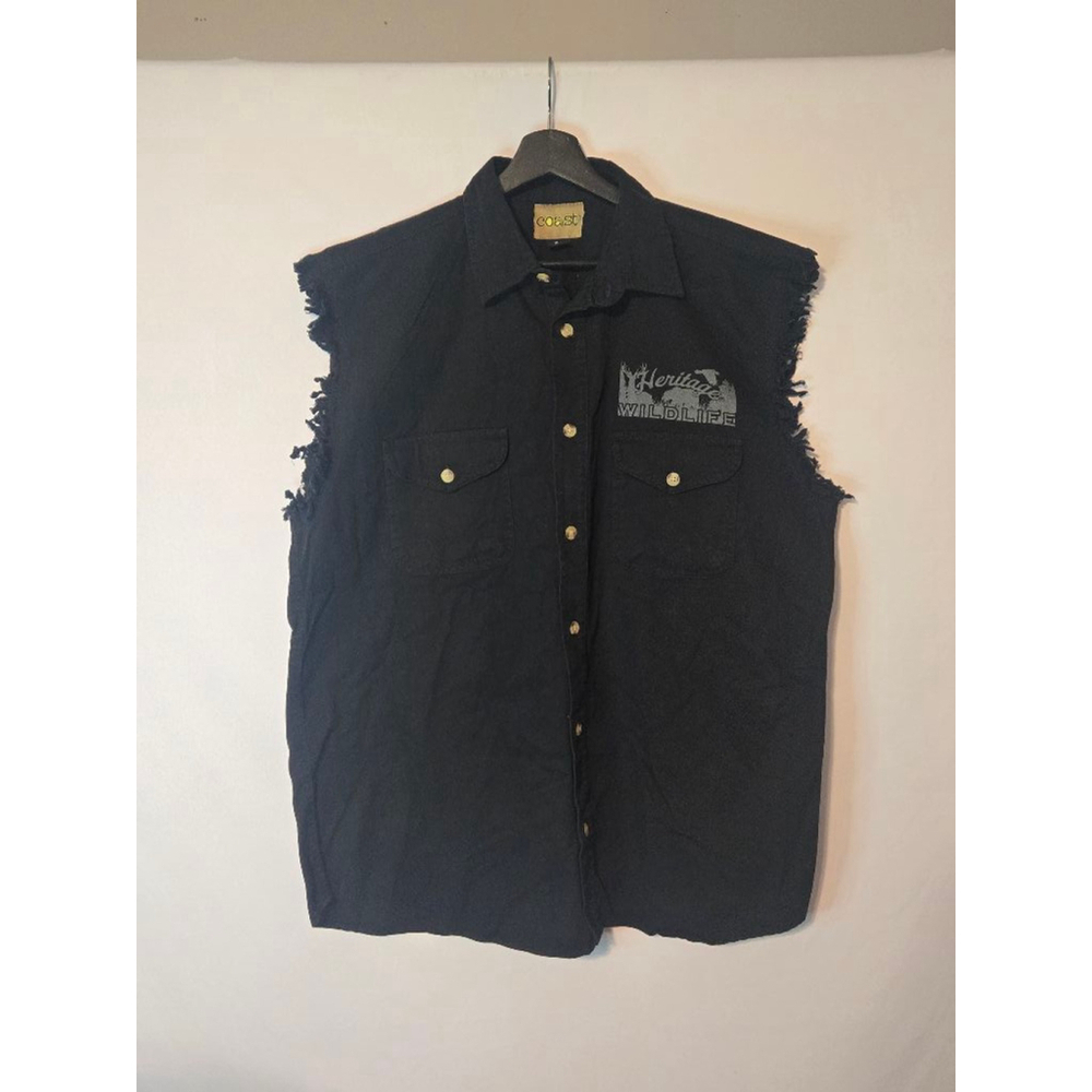 Coast Heritage Wildlife Bald Eagle Sleeveles Button up Shirt, XL, Black NWOT